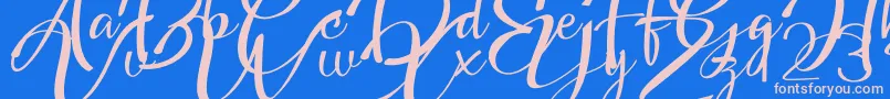 Fonte Headland Script – fontes rosa em um fundo azul