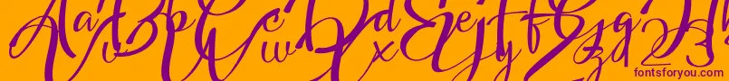 Headland Script Font – Purple Fonts on Orange Background