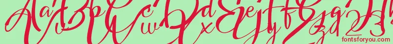 Fonte Headland Script – fontes vermelhas em um fundo verde