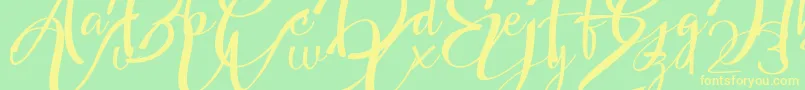Headland Script-Schriftart – Gelbe Schriften auf grünem Hintergrund