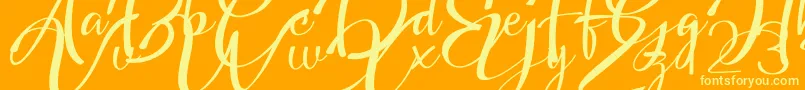 Headland Script Font – Yellow Fonts on Orange Background