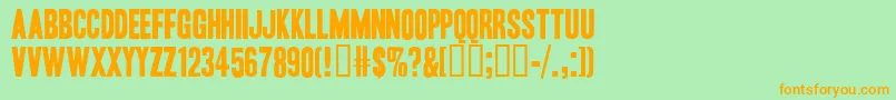 フォントHEADOH   – オレンジの文字が緑の背景にあります。