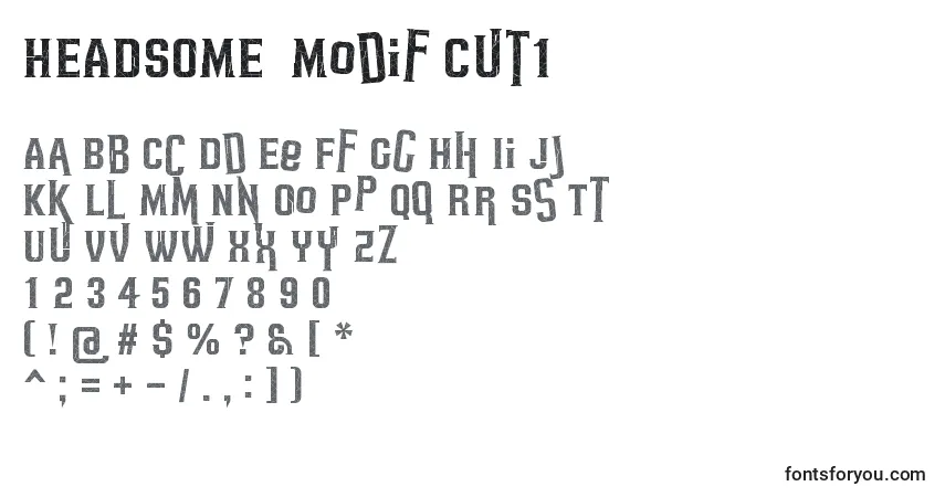 A fonte HEADSOME  Modif Cut1 – alfabeto, números, caracteres especiais