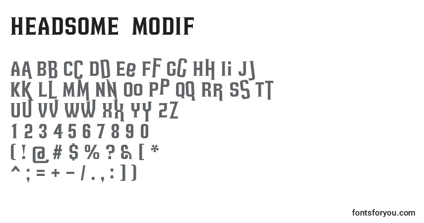 Шрифт HEADSOME  MODIF – алфавит, цифры, специальные символы