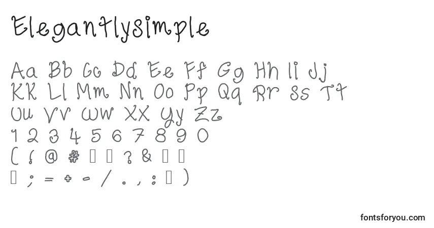 A fonte ElegantlySimple – alfabeto, números, caracteres especiais