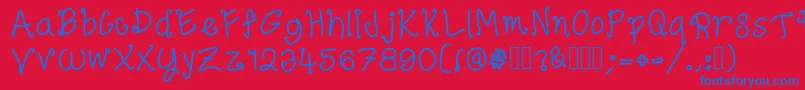 ElegantlySimple-Schriftart – Blaue Schriften auf rotem Hintergrund