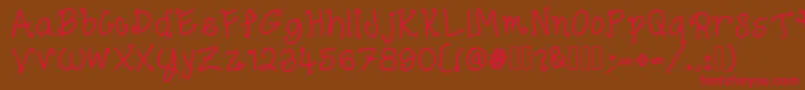 フォントElegantlySimple – 赤い文字が茶色の背景にあります。