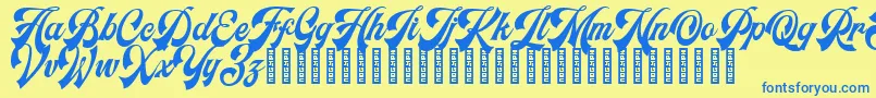 Headster RegularDemo Font – Blue Fonts on Yellow Background