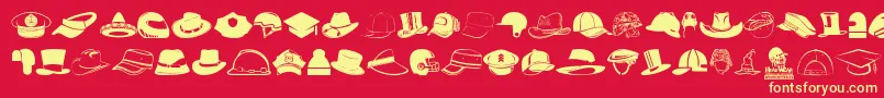 HeadWear-Schriftart – Gelbe Schriften auf rotem Hintergrund