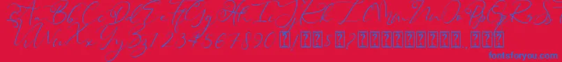 Heanffe-Schriftart – Blaue Schriften auf rotem Hintergrund