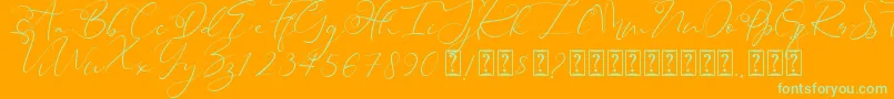 Heanffe Font – Green Fonts on Orange Background