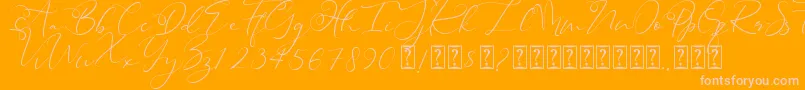 Heanffe-Schriftart – Rosa Schriften auf orangefarbenem Hintergrund