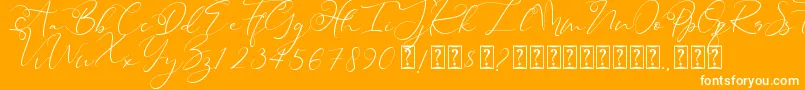 Heanffe-Schriftart – Weiße Schriften auf orangefarbenem Hintergrund