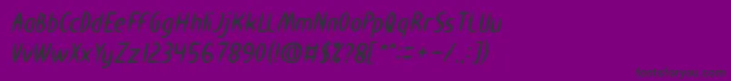 Czcionka HEART SHAPED Bold Italic – czarne czcionki na fioletowym tle