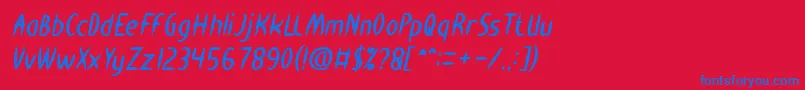 Шрифт HEART SHAPED Bold Italic – синие шрифты на красном фоне