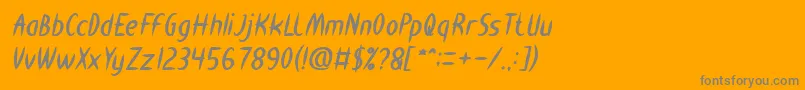 HEART SHAPED Bold Italic-Schriftart – Graue Schriften auf orangefarbenem Hintergrund