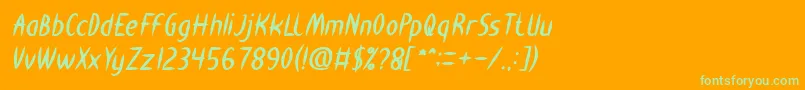 HEART SHAPED Bold Italic-Schriftart – Grüne Schriften auf orangefarbenem Hintergrund