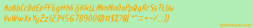 Шрифт HEART SHAPED Bold Italic – оранжевые шрифты на зелёном фоне