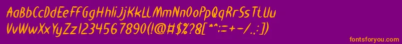 HEART SHAPED Bold Italic Font – Orange Fonts on Purple Background