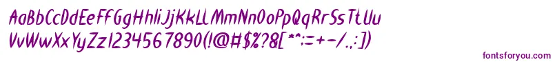 HEART SHAPED Bold Italic Font – Purple Fonts on White Background