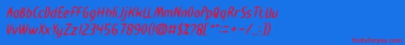 HEART SHAPED Bold Italic-Schriftart – Rote Schriften auf blauem Hintergrund