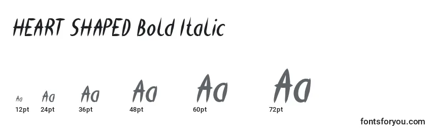 Tamaños de fuente HEART SHAPED Bold Italic