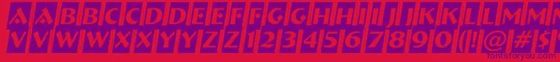 フォントABremencm3D – 赤い背景に紫のフォント