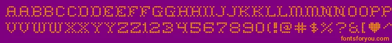 heart sweet heart-Schriftart – Orangefarbene Schriften auf violettem Hintergrund
