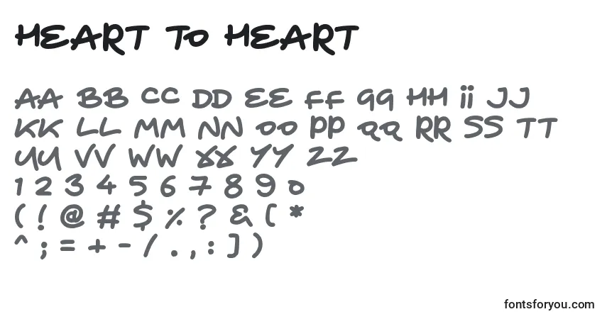 Schriftart Heart To Heart – Alphabet, Zahlen, spezielle Symbole