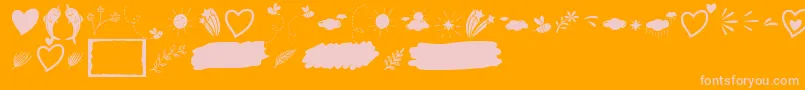 Więcej informacji o czcionce Heart Warming Extra Font by Situjuh 7NTypes Czcionka Heart Warming Extra Font by Situjuh 7NTypes – różowe czcionki na pomarańczowym tle
