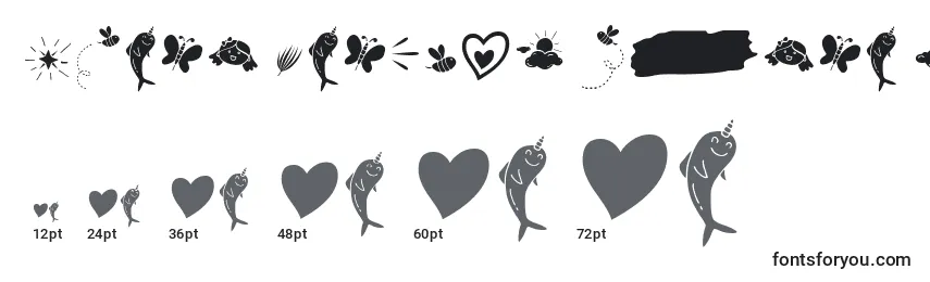Größen der Schriftart Heart Warming Extra Font by Situjuh 7NTypes