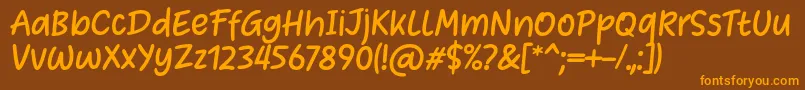 Czcionka Heart Warming Font by Situjuh 7NTypes – pomarańczowe czcionki na brązowym tle