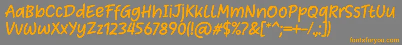 フォントHeart Warming Font by Situjuh 7NTypes – オレンジの文字は灰色の背景にあります。