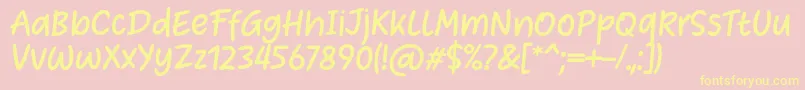 Heart Warming Font by Situjuh 7NTypes-Schriftart – Gelbe Schriften auf rosa Hintergrund