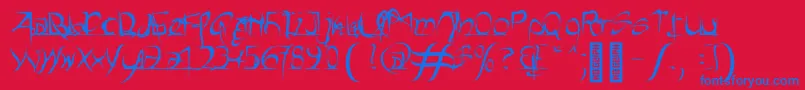 フォントHeartbeats Bold – 赤い背景に青い文字