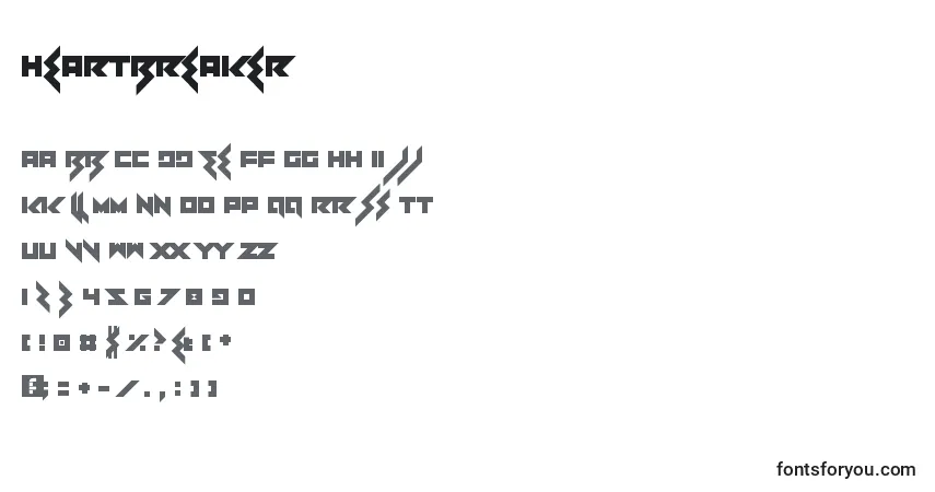 Шрифт Heartbreaker (129215) – алфавит, цифры, специальные символы