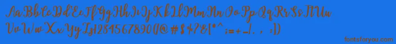 Hearted Script Font – Brown Fonts on Blue Background