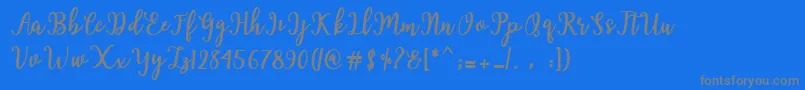 Hearted Script Font – Gray Fonts on Blue Background