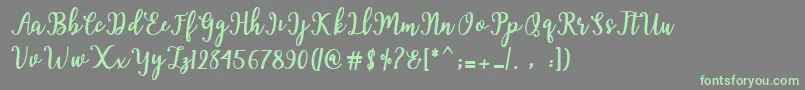 Hearted Script Font – Green Fonts on Gray Background