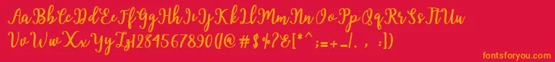 Hearted Script Font – Orange Fonts on Red Background