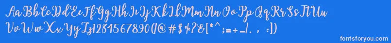 Hearted Script Font – Pink Fonts on Blue Background