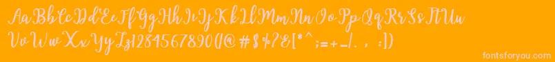 Hearted Script Font – Pink Fonts on Orange Background