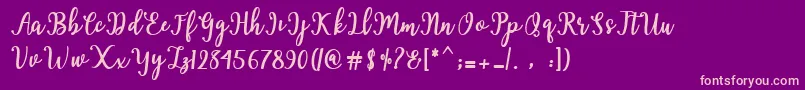 Hearted Script Font – Pink Fonts on Purple Background