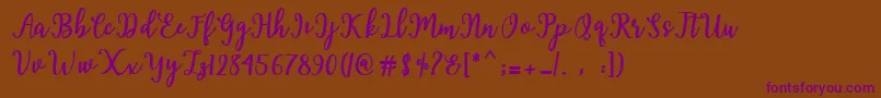 Hearted Script Font – Purple Fonts on Brown Background