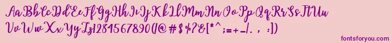 Hearted Script Font – Purple Fonts on Pink Background