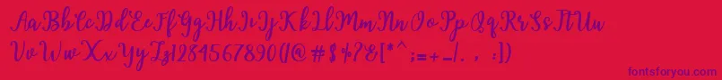 Hearted Script Font – Purple Fonts on Red Background