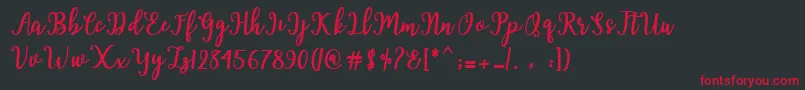 フォントHearted Script – 黒い背景に赤い文字