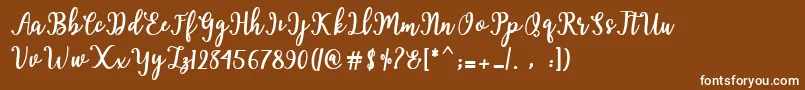 フォントHearted Script – 茶色の背景に白い文字