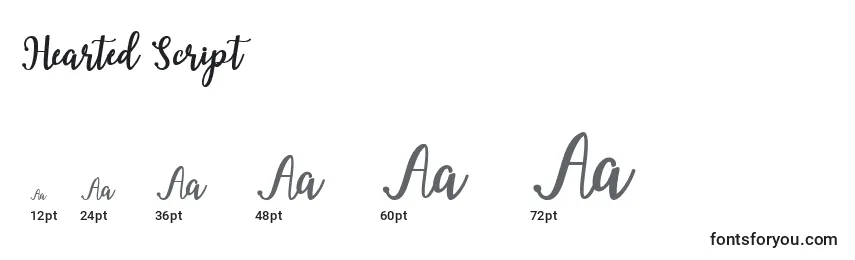 Hearted Script Font Sizes