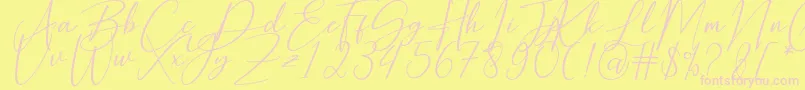 Hearth Stone Font – Pink Fonts on Yellow Background